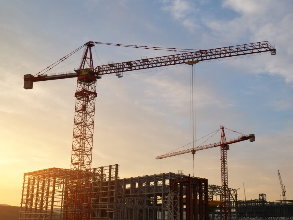 Crane silhouette building