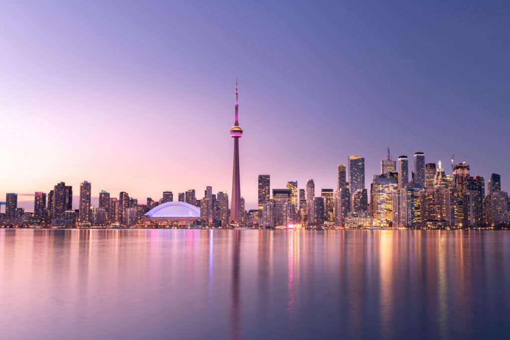 Toronto city skyline at night, Ontario, Canada